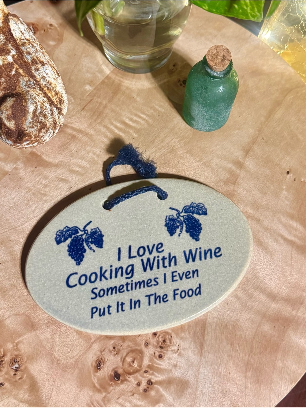 Vintage Mountaine Meadows “I Love Cooking With Wine” Ceramic Decorative Sign